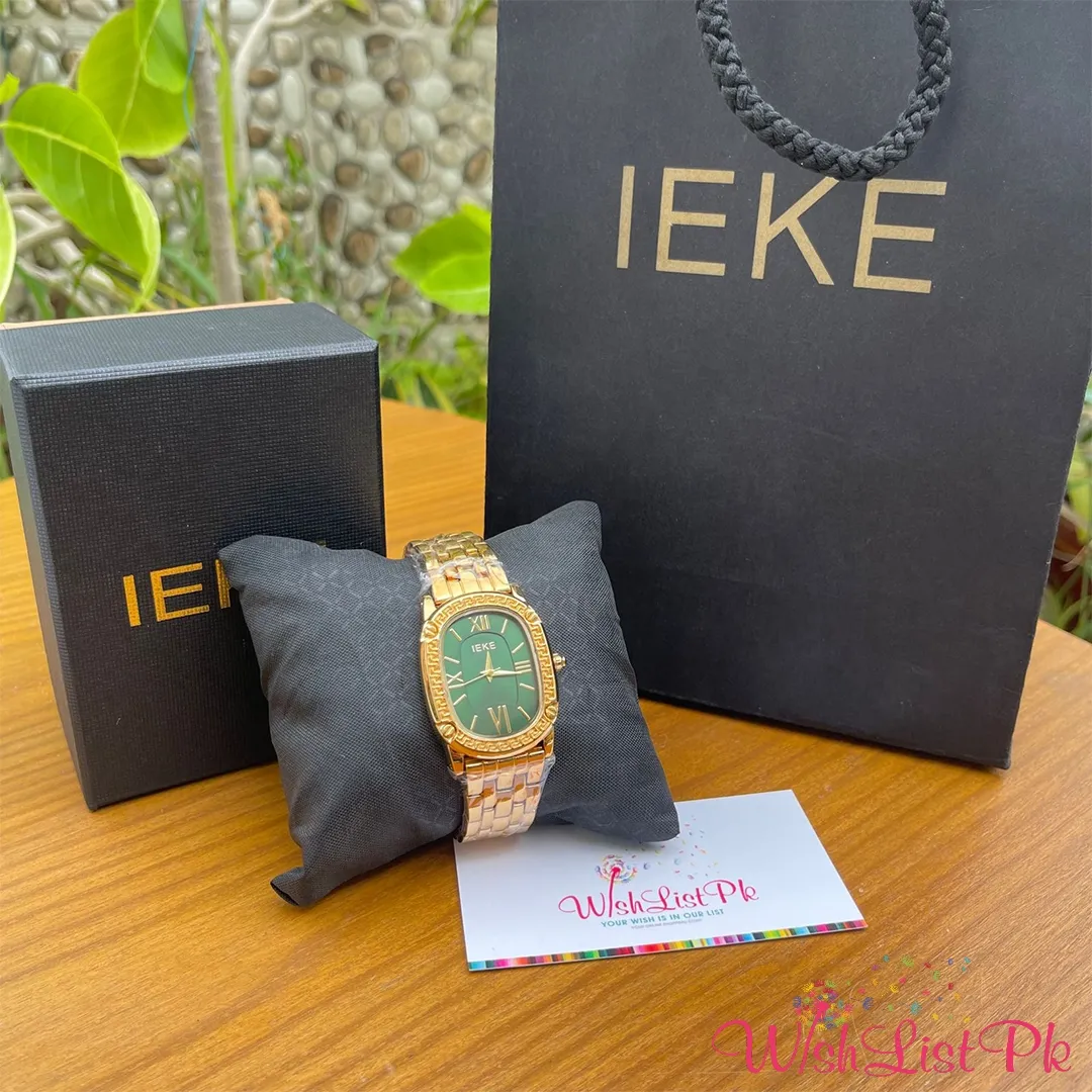 Best Price IEKE Gold Chain Green Dial Female Watch