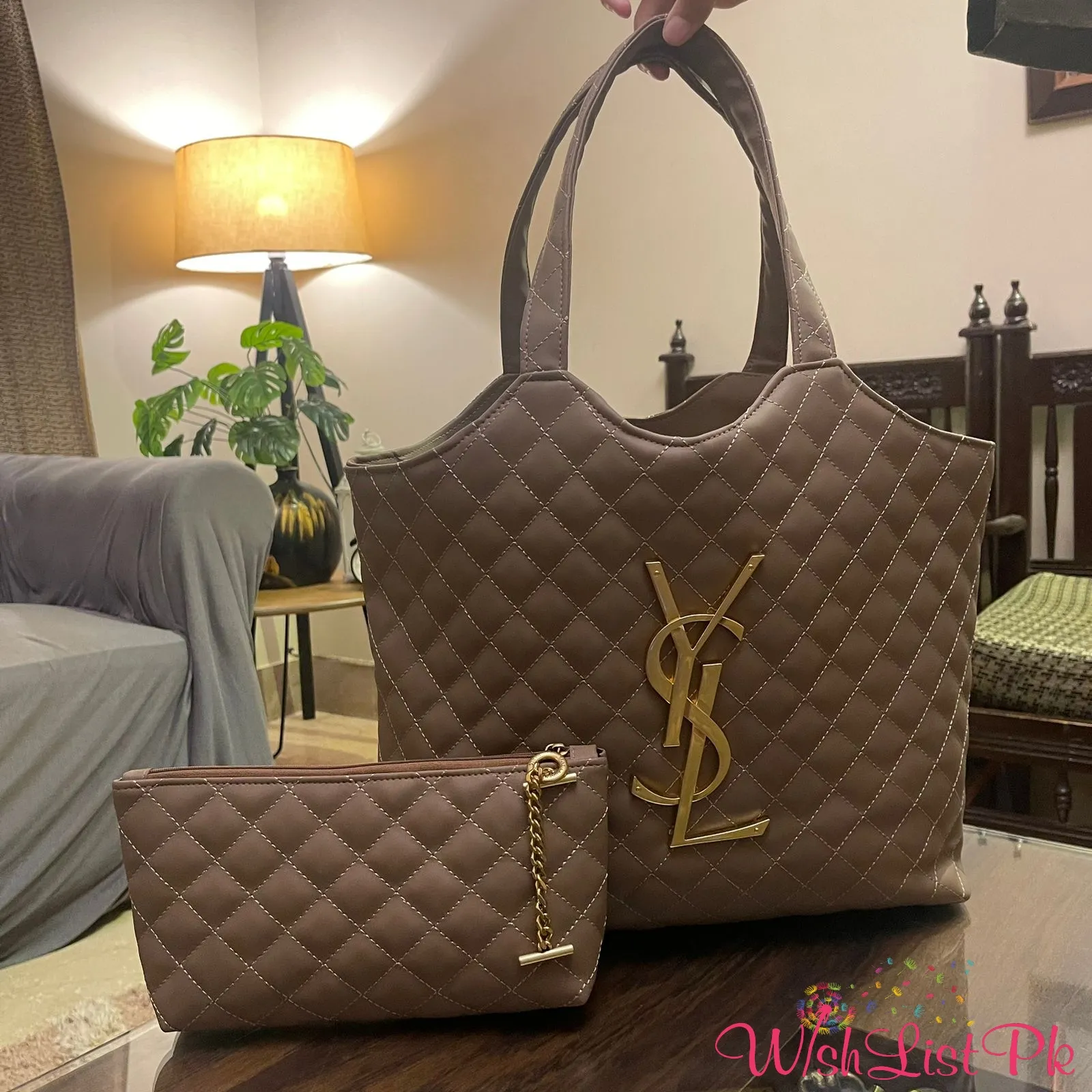 Best Price YSL Beige Tote with Wallet
