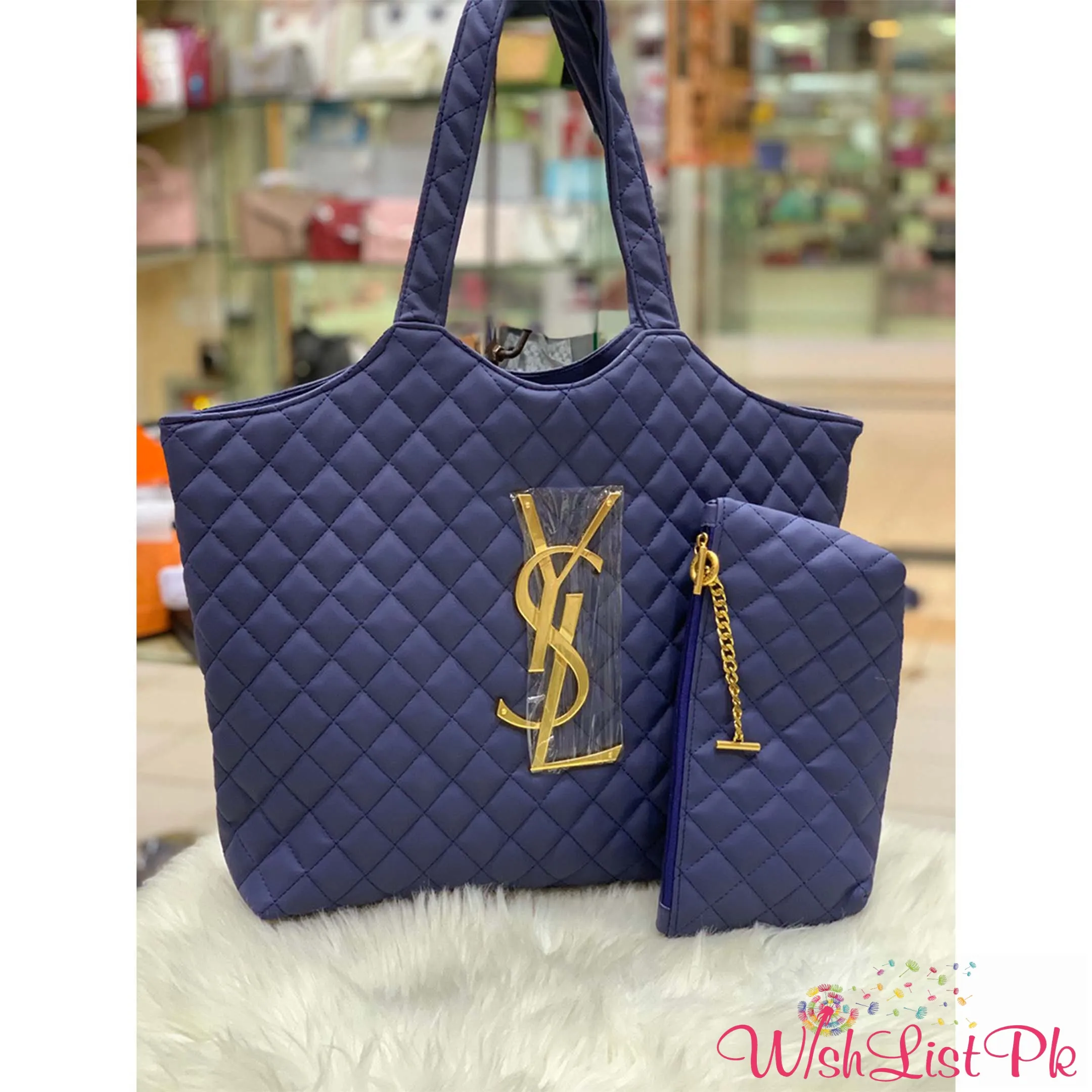 Best Price YSL Blue Tote with Wallet